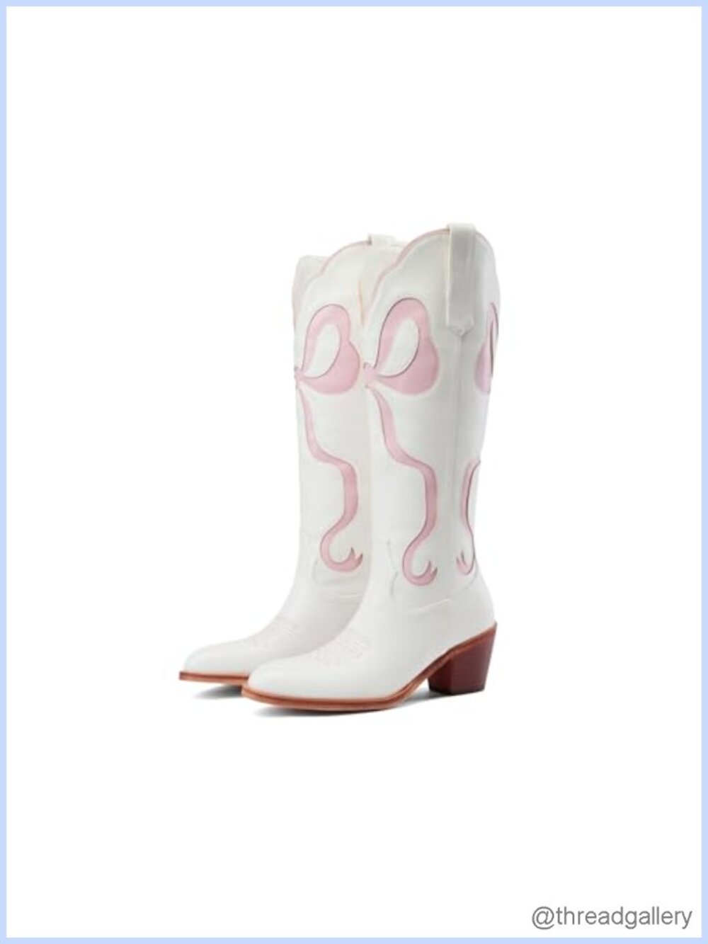 Women's Knee High Cowboy Boots Almond Toe Chunky Heel Western Boots